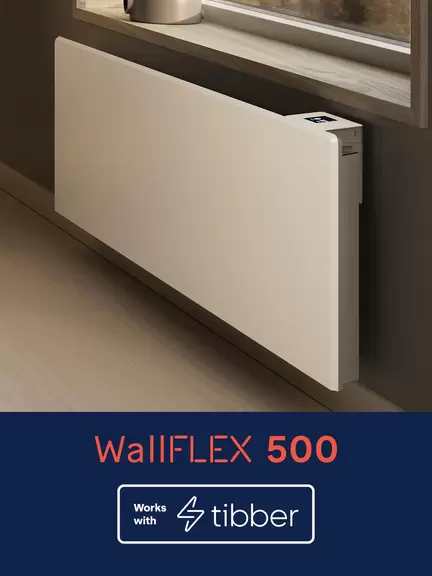 Tibber stöds nu i vår smarta elradiator Wallflex 500
